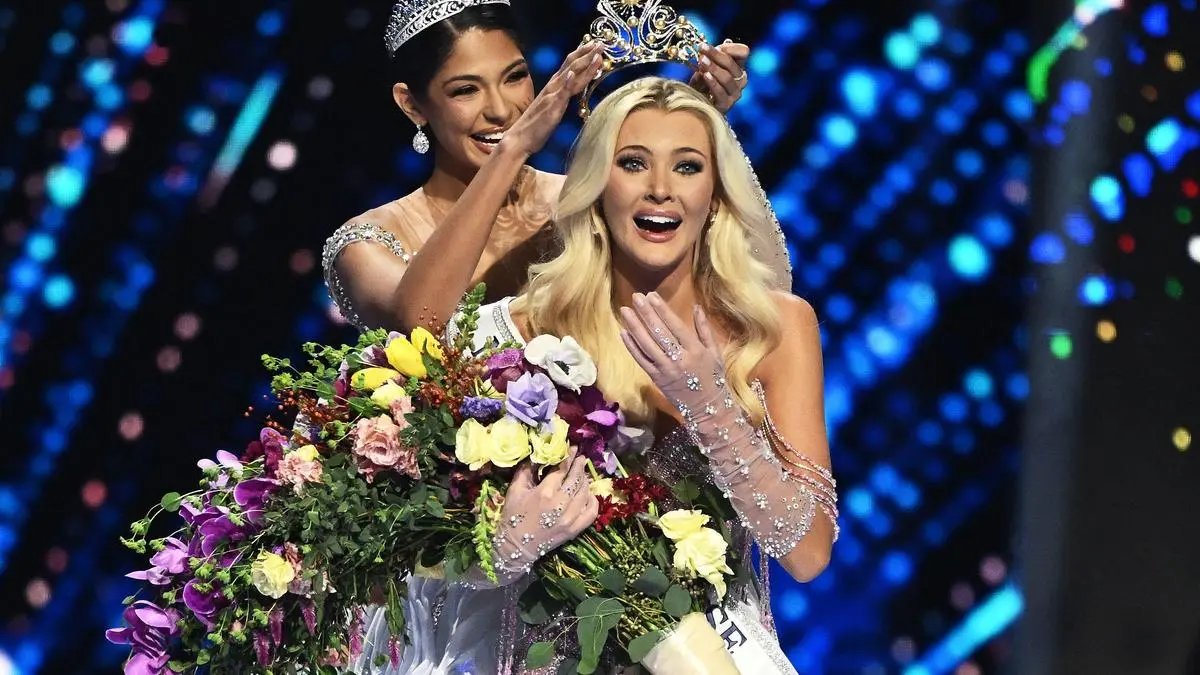 The crowning moment of Miss Universe 2024 winner on stage with past titleholder